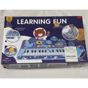 Toddler Musical Toys 5 in 1 Piano Keyboard Xylophone Drum with Microphone Space